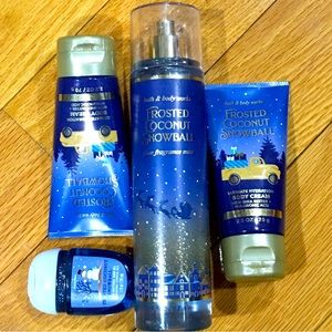 NWT Bath & Body Works Frosted Coconut Snowball 4 Piece Set